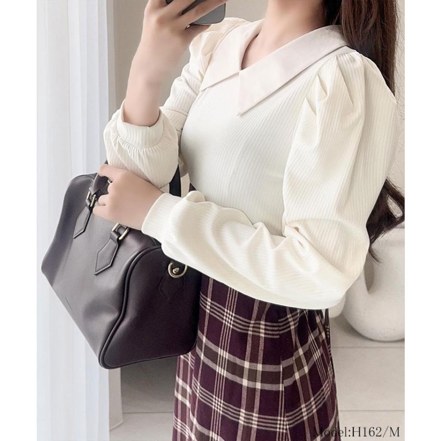 【mily bilet】 ワンピース 秋 レディース きれいめ シャツ 襟 チェック アシメ フリル ドッキング ロングワンピ レースアップ 長袖 大きいサイズ 秋 冬 | classicalelf | 12