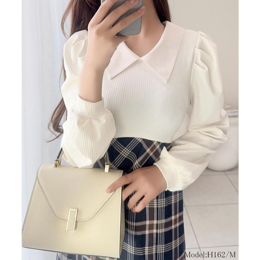 【mily bilet】 ワンピース 秋 レディース きれいめ シャツ 襟 チェック アシメ フリル ドッキング ロングワンピ レースアップ 長袖 大きいサイズ 秋 冬 | classicalelf | 07