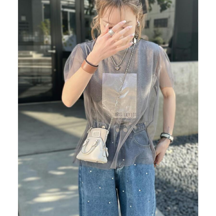 【mily bilet】 トップス Tシャツ レディース チュール 重ね着 風 シルバー 箔 プリント Tee オーバーサイズ レイヤードコーデ 着回し | classicalelf | 11