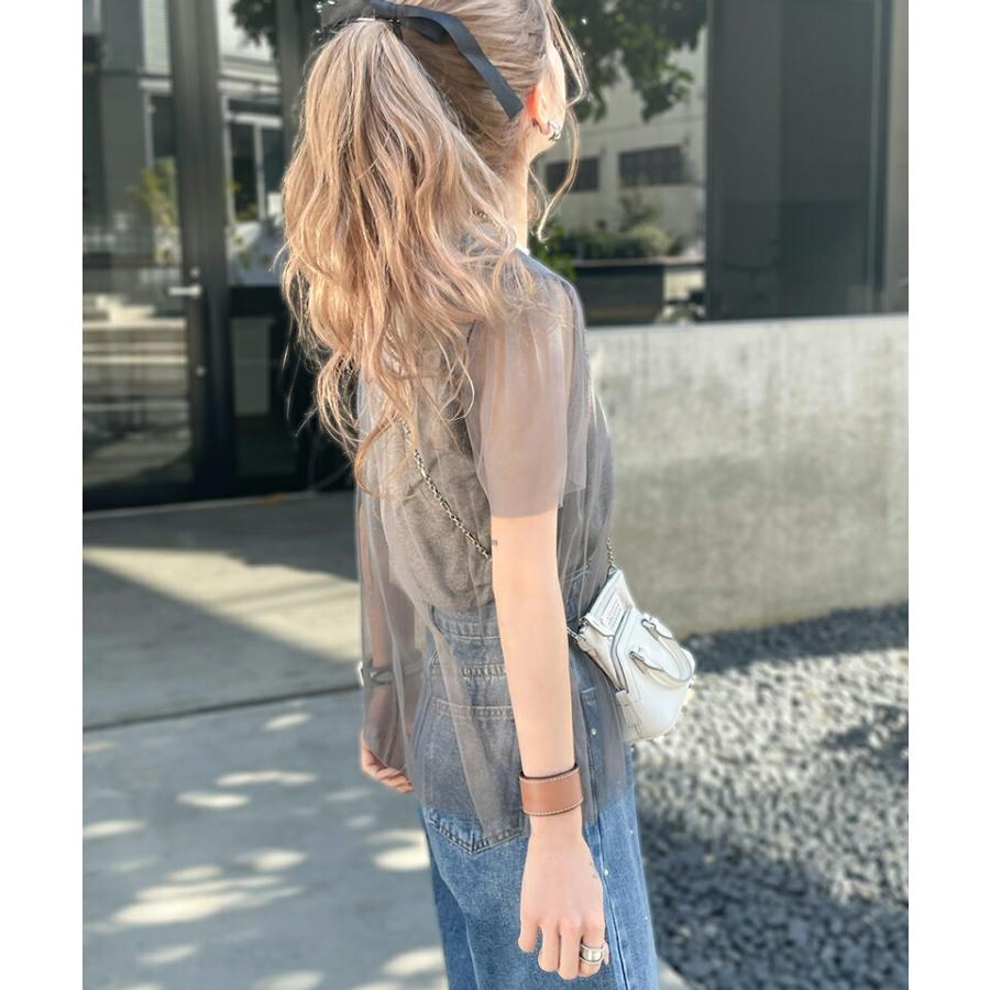 【mily bilet】 トップス Tシャツ レディース チュール 重ね着 風 シルバー 箔 プリント Tee オーバーサイズ レイヤードコーデ 着回し | classicalelf | 13