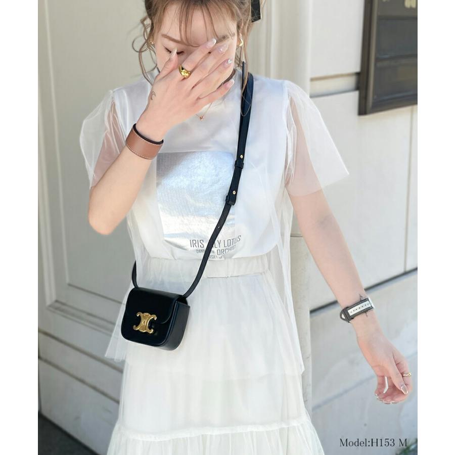 【mily bilet】 トップス Tシャツ レディース チュール 重ね着 風 シルバー 箔 プリント Tee オーバーサイズ レイヤードコーデ 着回し | classicalelf | 03