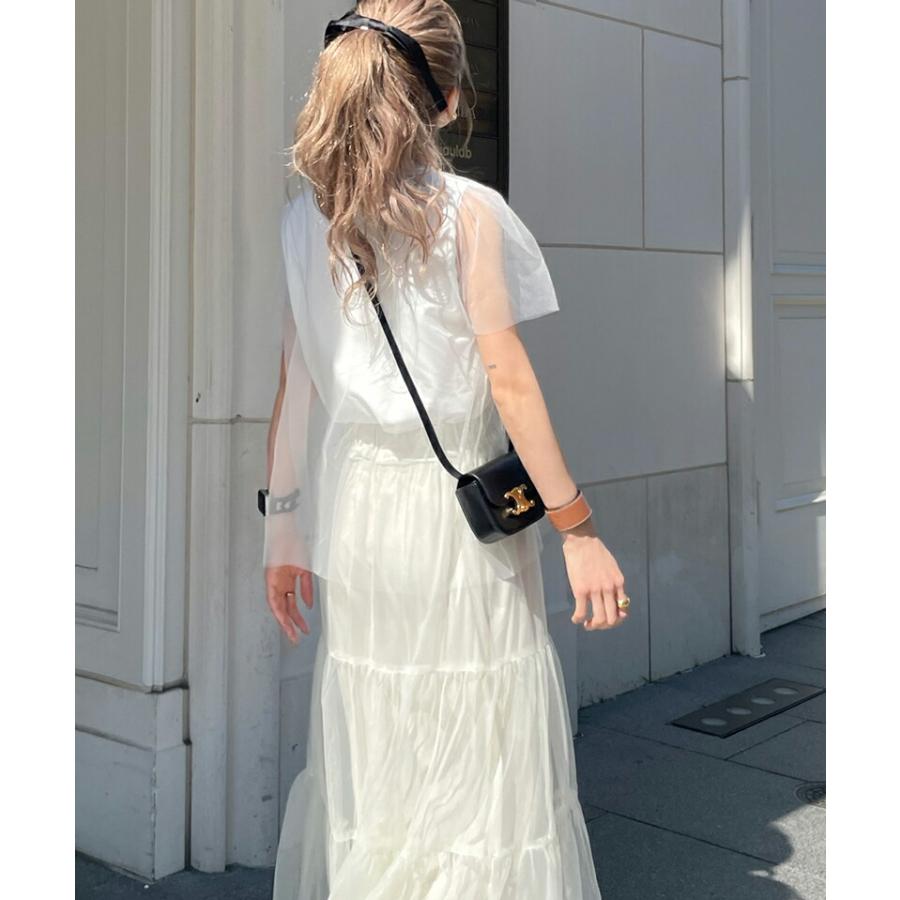 【mily bilet】 トップス Tシャツ レディース チュール 重ね着 風 シルバー 箔 プリント Tee オーバーサイズ レイヤードコーデ 着回し | classicalelf | 06