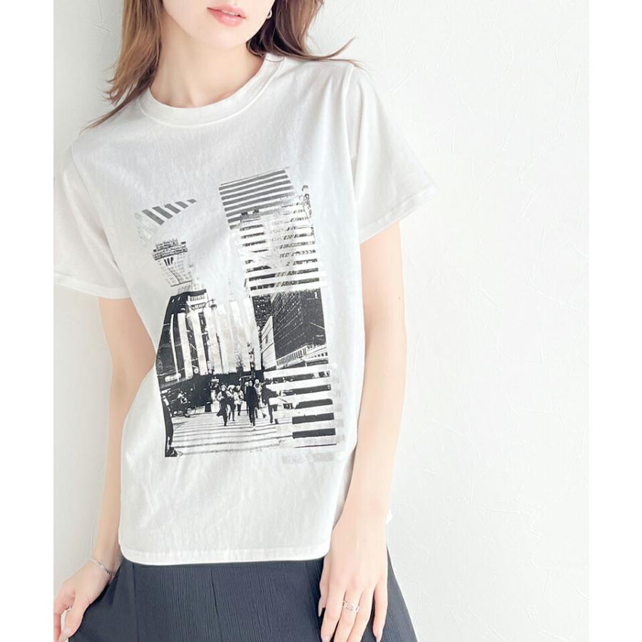 【mily bilet】 トップス Tシャツ レディース 綿 100% 箔 プリント 柄 アソート プルオーバー 華奢見せ 程よい サイズ感 レイヤードコーデ | classicalelf | 10