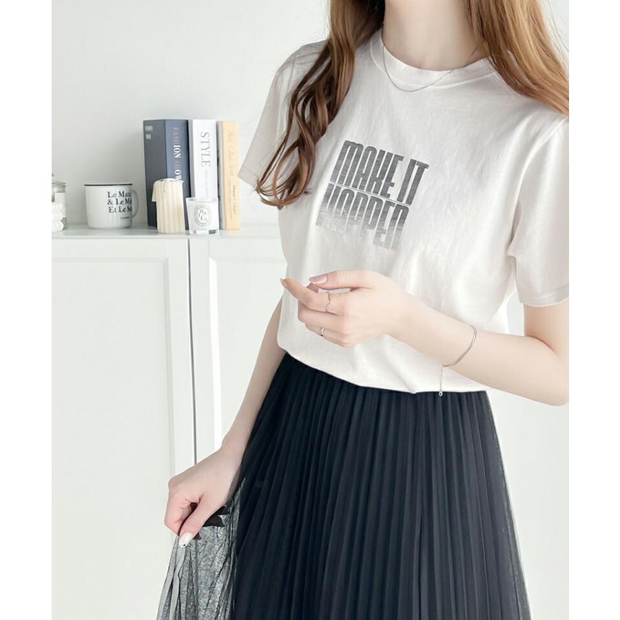 【mily bilet】 トップス Tシャツ レディース 綿 100% 箔 プリント 柄 アソート プルオーバー 華奢見せ 程よい サイズ感 レイヤードコーデ | classicalelf | 12