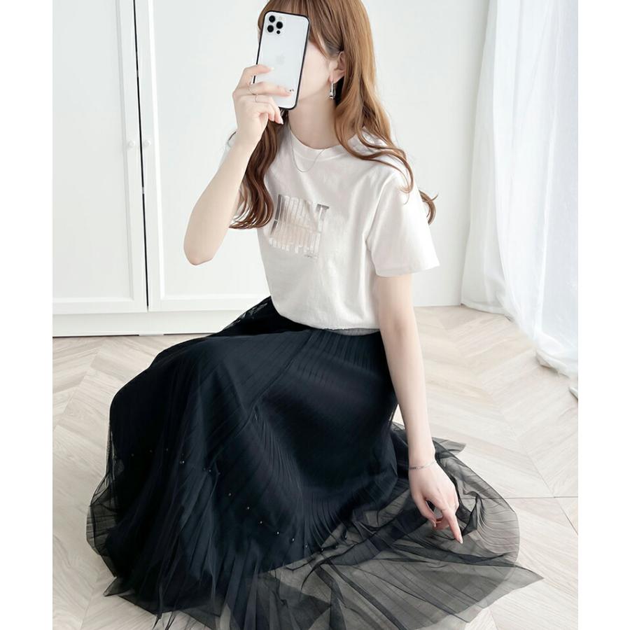 【mily bilet】 トップス Tシャツ レディース 綿 100% 箔 プリント 柄 アソート プルオーバー 華奢見せ 程よい サイズ感 レイヤードコーデ | classicalelf | 13