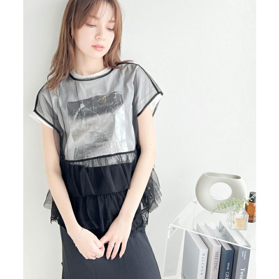 【mily bilet】 トップス Tシャツ レディース 綿 100% 箔 プリント 柄 アソート プルオーバー 華奢見せ 程よい サイズ感 レイヤードコーデ | classicalelf | 15