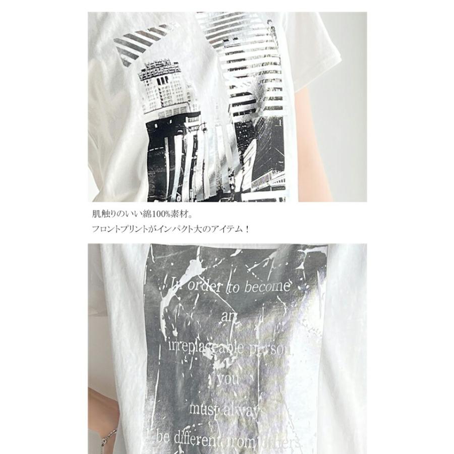 【mily bilet】 トップス Tシャツ レディース 綿 100% 箔 プリント 柄 アソート プルオーバー 華奢見せ 程よい サイズ感 レイヤードコーデ | classicalelf | 16
