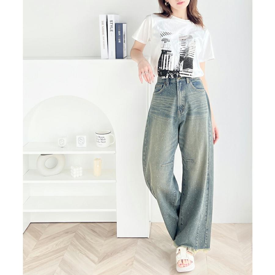 【mily bilet】 トップス Tシャツ レディース 綿 100% 箔 プリント 柄 アソート プルオーバー 華奢見せ 程よい サイズ感 レイヤードコーデ | classicalelf | 08