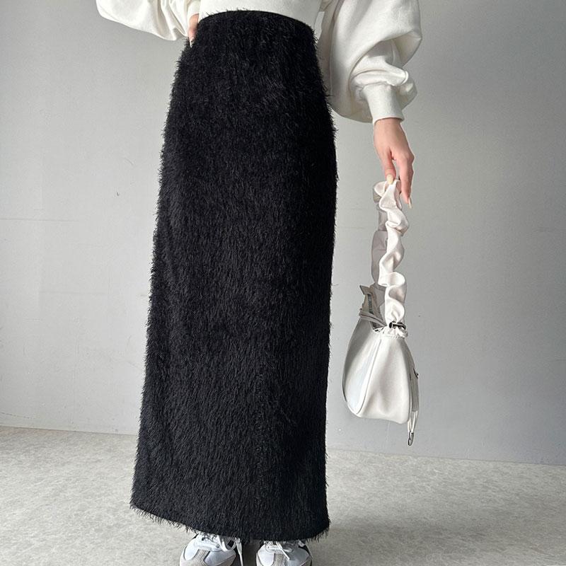 【mily bilet】 ボトムス スカート レディース バック スリット シャギー ストレート スカート ウエスト ゴム らくちん 仕様 バッグ スリット | classicalelf | 14