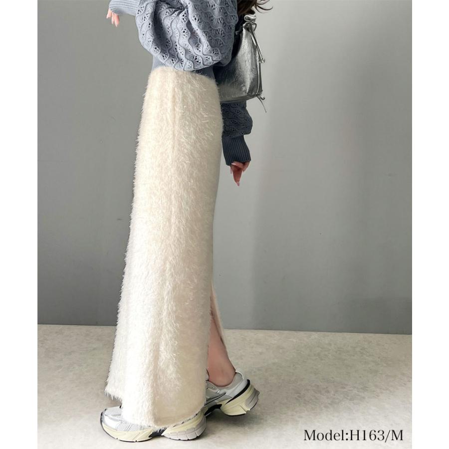 【mily bilet】 ボトムス スカート レディース バック スリット シャギー ストレート スカート ウエスト ゴム らくちん 仕様 バッグ スリット | classicalelf | 03