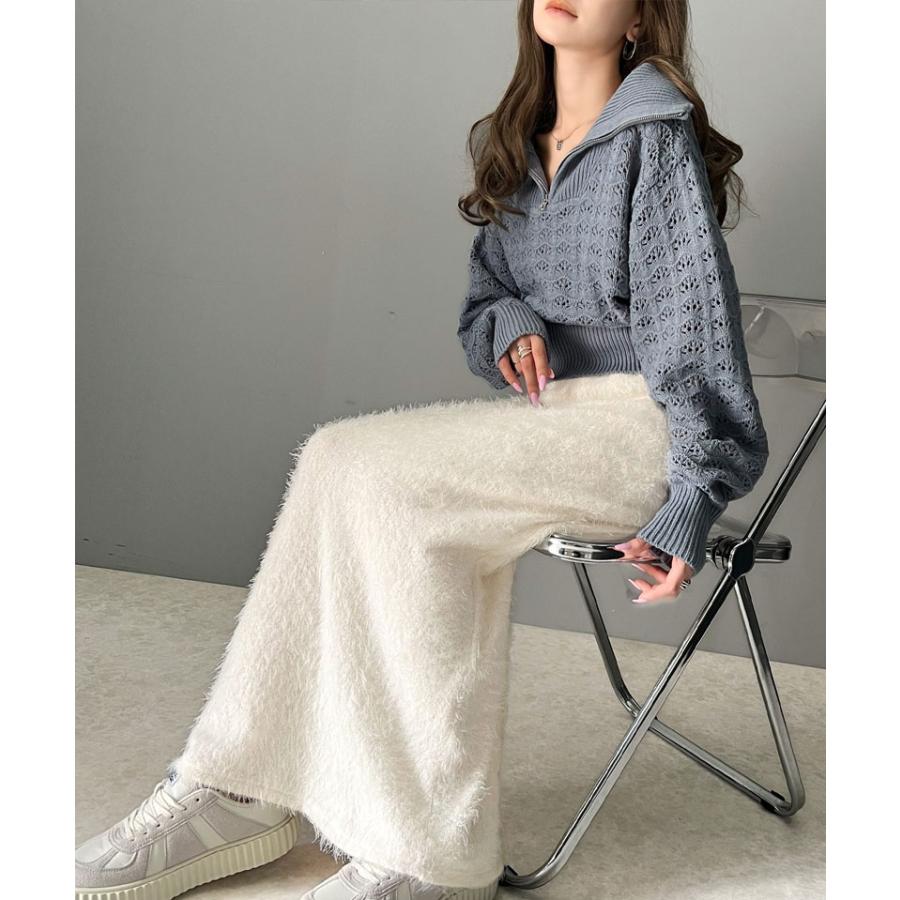 【mily bilet】 ボトムス スカート レディース バック スリット シャギー ストレート スカート ウエスト ゴム らくちん 仕様 バッグ スリット | classicalelf | 04