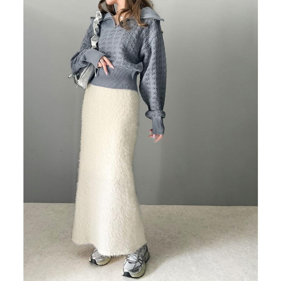 【mily bilet】 ボトムス スカート レディース バック スリット シャギー ストレート スカート ウエスト ゴム らくちん 仕様 バッグ スリット | classicalelf | 05