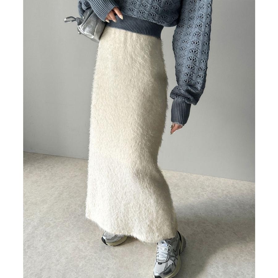 【mily bilet】 ボトムス スカート レディース バック スリット シャギー ストレート スカート ウエスト ゴム らくちん 仕様 バッグ スリット | classicalelf | 06