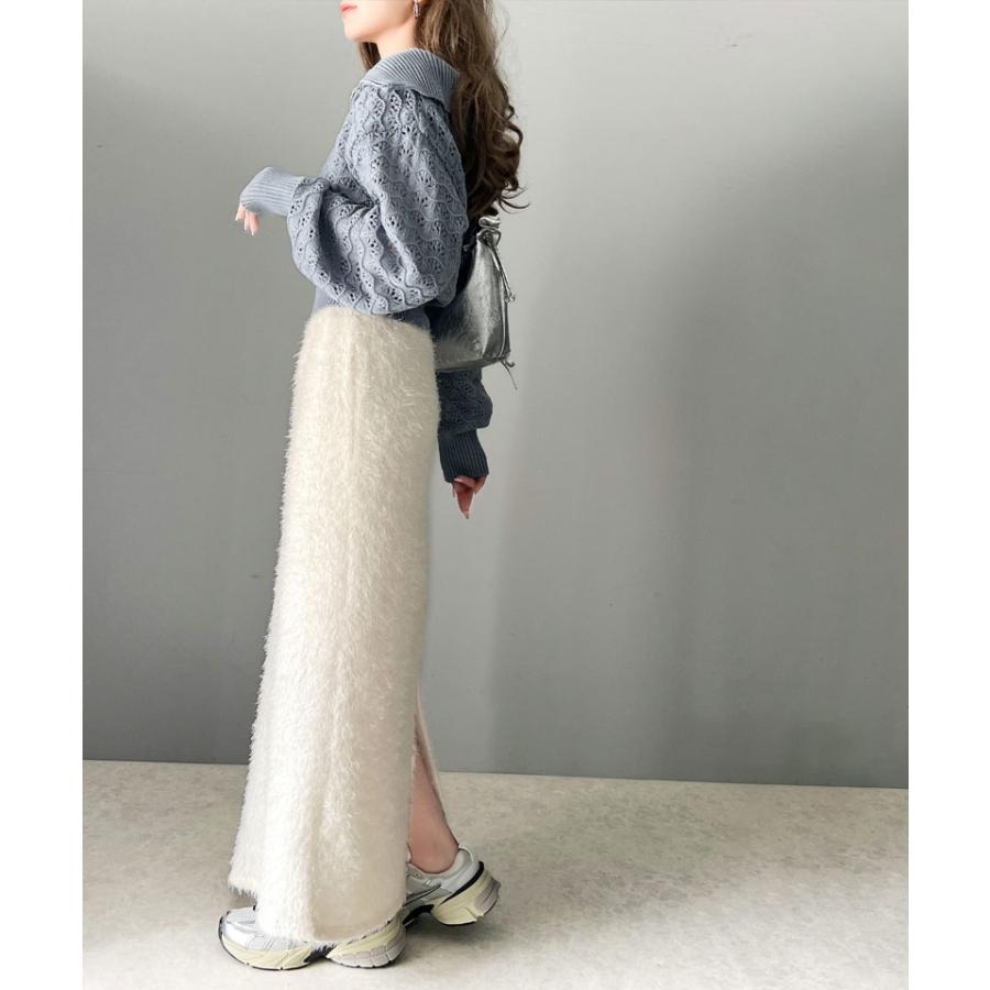 【mily bilet】 ボトムス スカート レディース バック スリット シャギー ストレート スカート ウエスト ゴム らくちん 仕様 バッグ スリット | classicalelf | 07