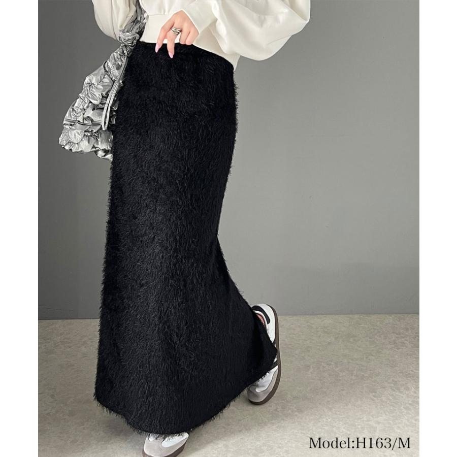 【mily bilet】 ボトムス スカート レディース バック スリット シャギー ストレート スカート ウエスト ゴム らくちん 仕様 バッグ スリット | classicalelf | 08