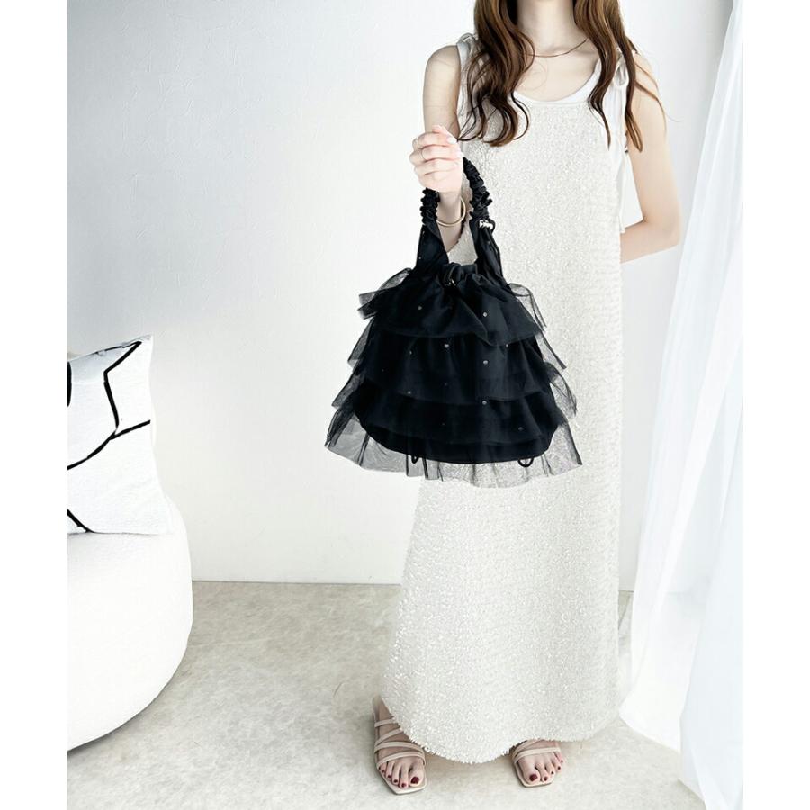 【mily bilet】 バッグ ショルダーバッグ レディース きらきら ラインストーン 付き チュール フリル ハンドル 調節 可能ドロスト 巾着バッグ | classicalelf | 08