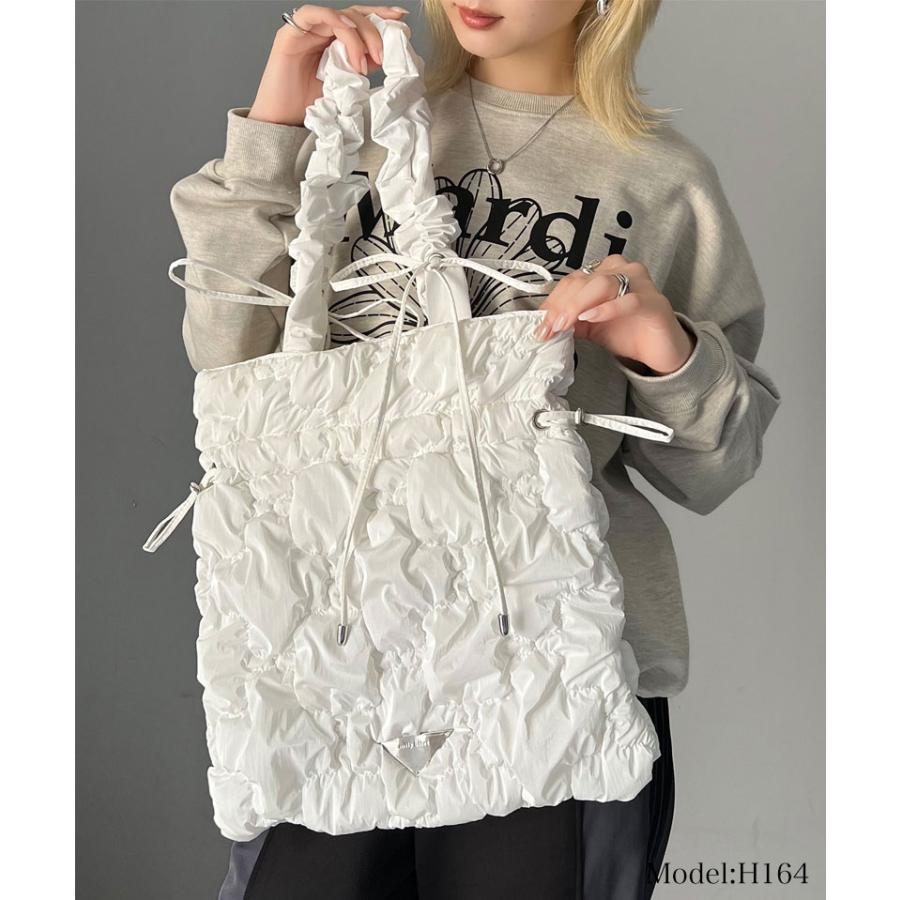 【mily bilet】 バッグ トートバッグ レディース リボン ドロスト キルティング 巾着 2way コンフォートバッグ シャイニー ギャザー シャーリング | classicalelf | 03