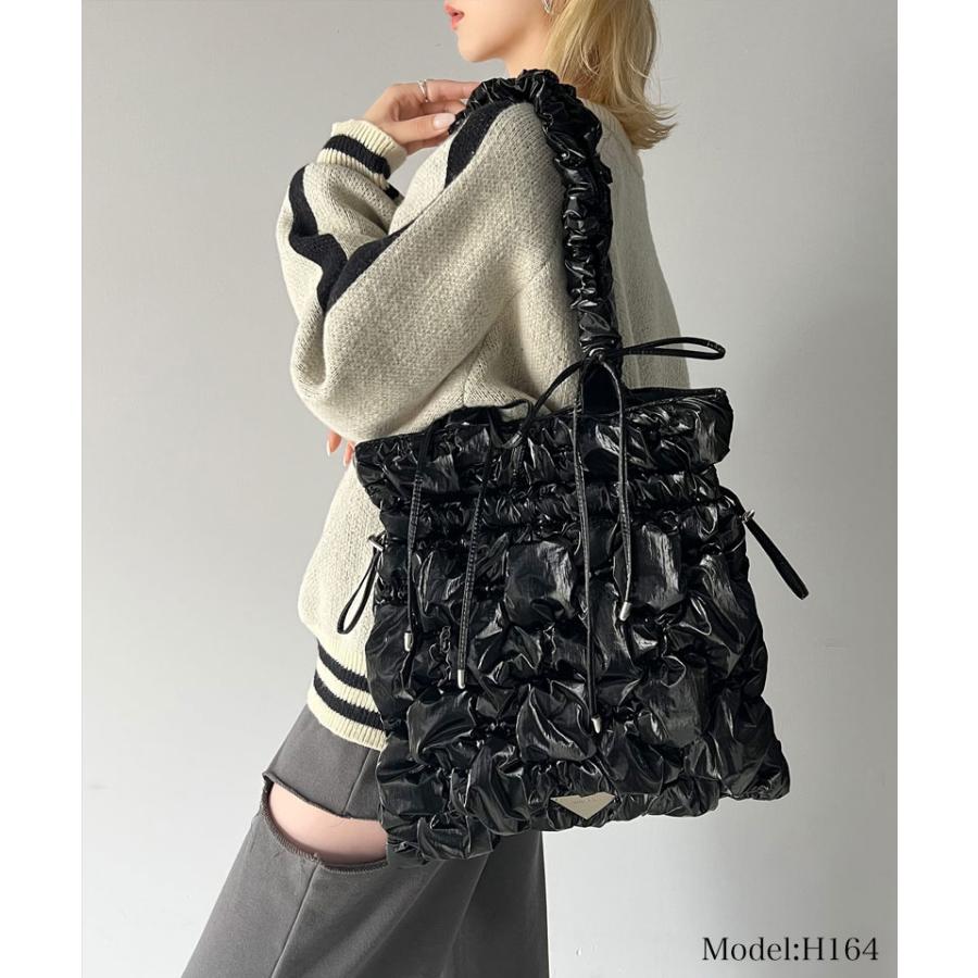 【mily bilet】 バッグ トートバッグ レディース リボン ドロスト キルティング 巾着 2way コンフォートバッグ シャイニー ギャザー シャーリング | classicalelf | 05