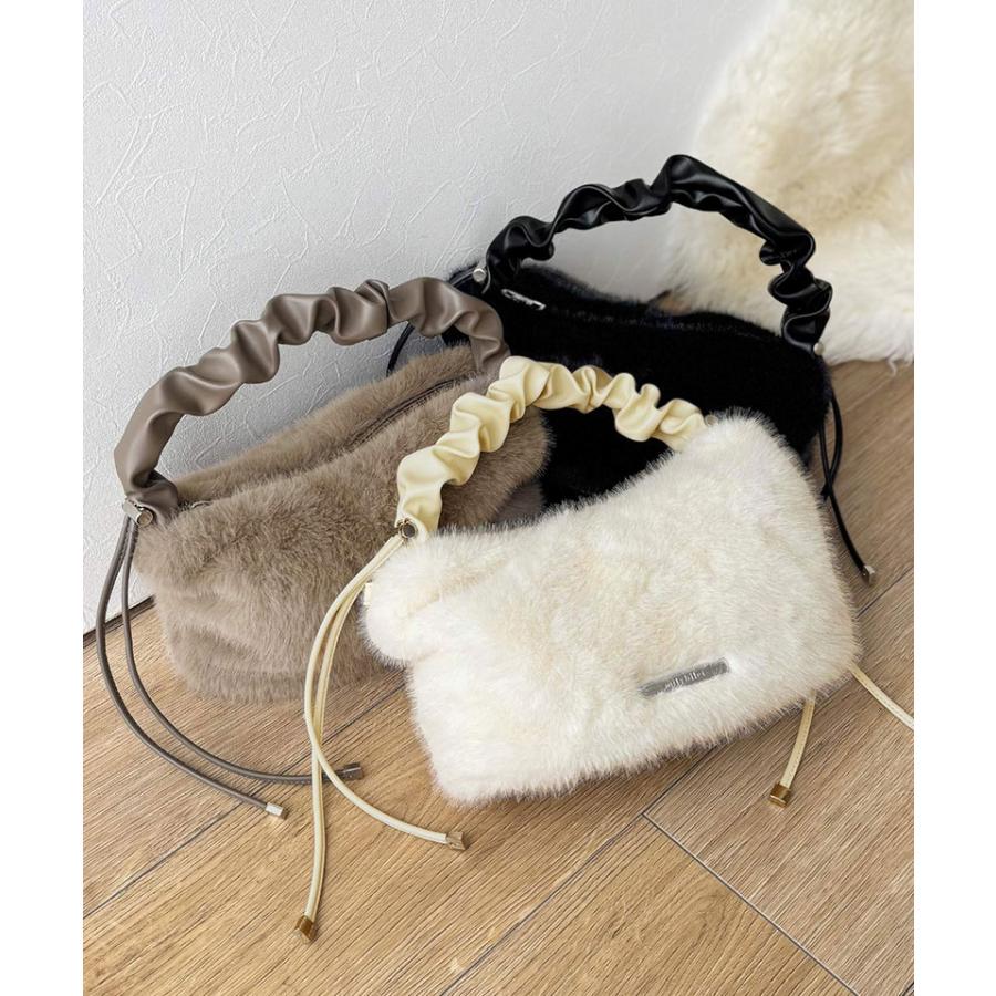 【mily bilet】ハンドバッグ レディース ファーバッグ ロゴプレート ボリュームファ ふわふわ 2WAY 表革 存在感抜群 大人可愛い ドロースハンドル | classicalelf | 13
