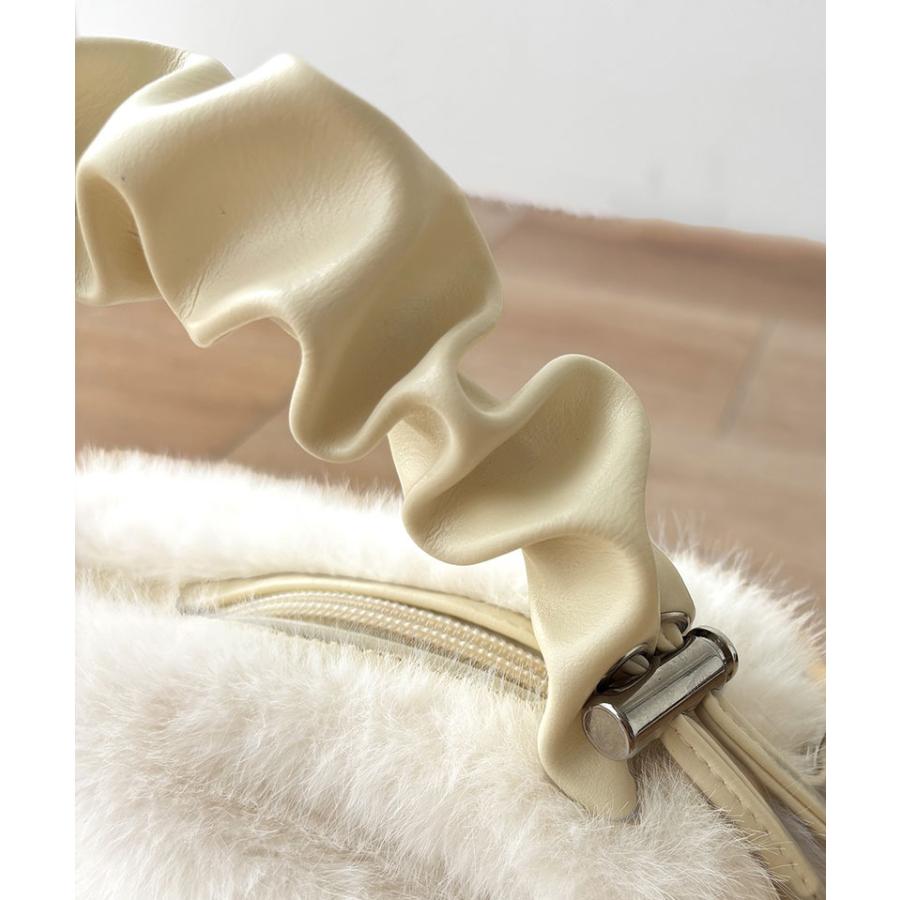 【mily bilet】ハンドバッグ レディース ファーバッグ ロゴプレート ボリュームファ ふわふわ 2WAY 表革 存在感抜群 大人可愛い ドロースハンドル | classicalelf | 15