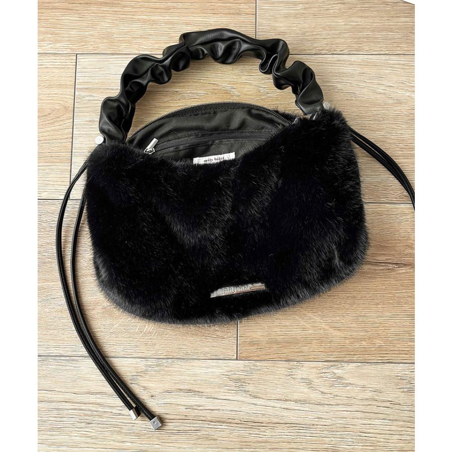 【mily bilet】ハンドバッグ レディース ファーバッグ ロゴプレート ボリュームファ ふわふわ 2WAY 表革 存在感抜群 大人可愛い ドロースハンドル | classicalelf | 09