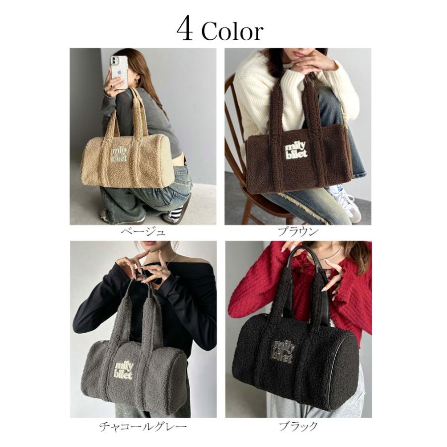 【mily bilet】バッグ ボストンバッグ レディース ふわもこ ロゴ 刺繍 ボアボストン 大きいサイズ 秋 冬 2025aw クラシカルエルフ | classicalelf | 01
