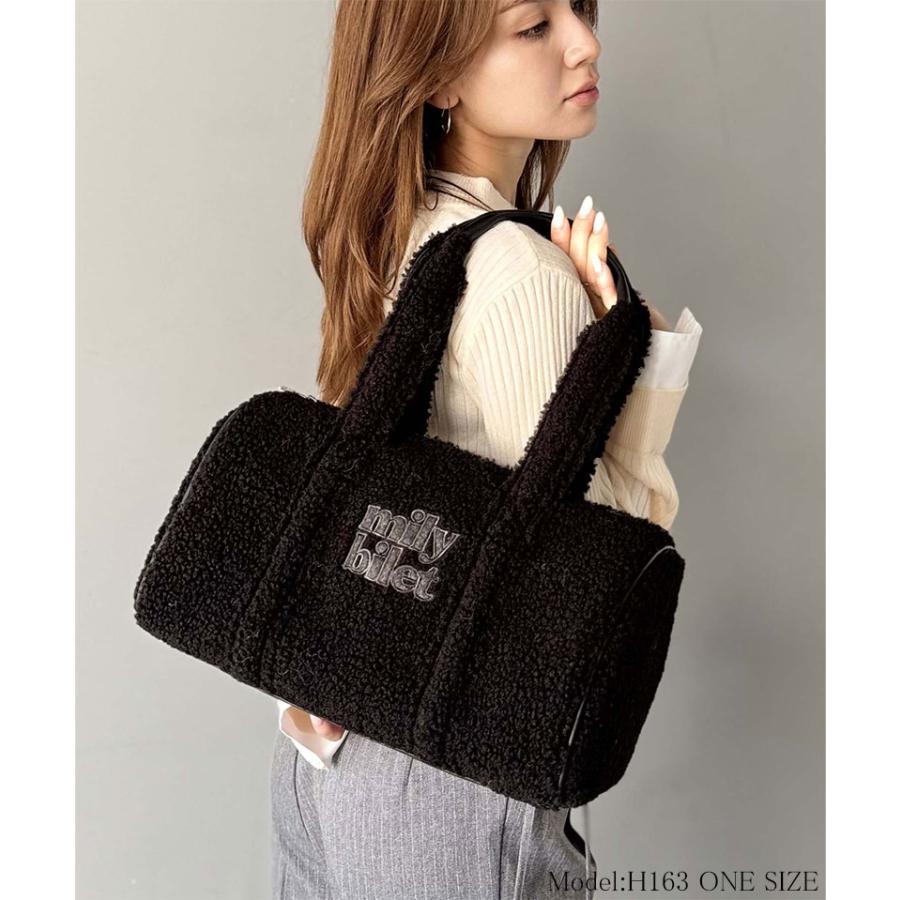 【mily bilet】バッグ ボストンバッグ レディース ふわもこ ロゴ 刺繍 ボアボストン 大きいサイズ 秋 冬 2025aw クラシカルエルフ | classicalelf | 02