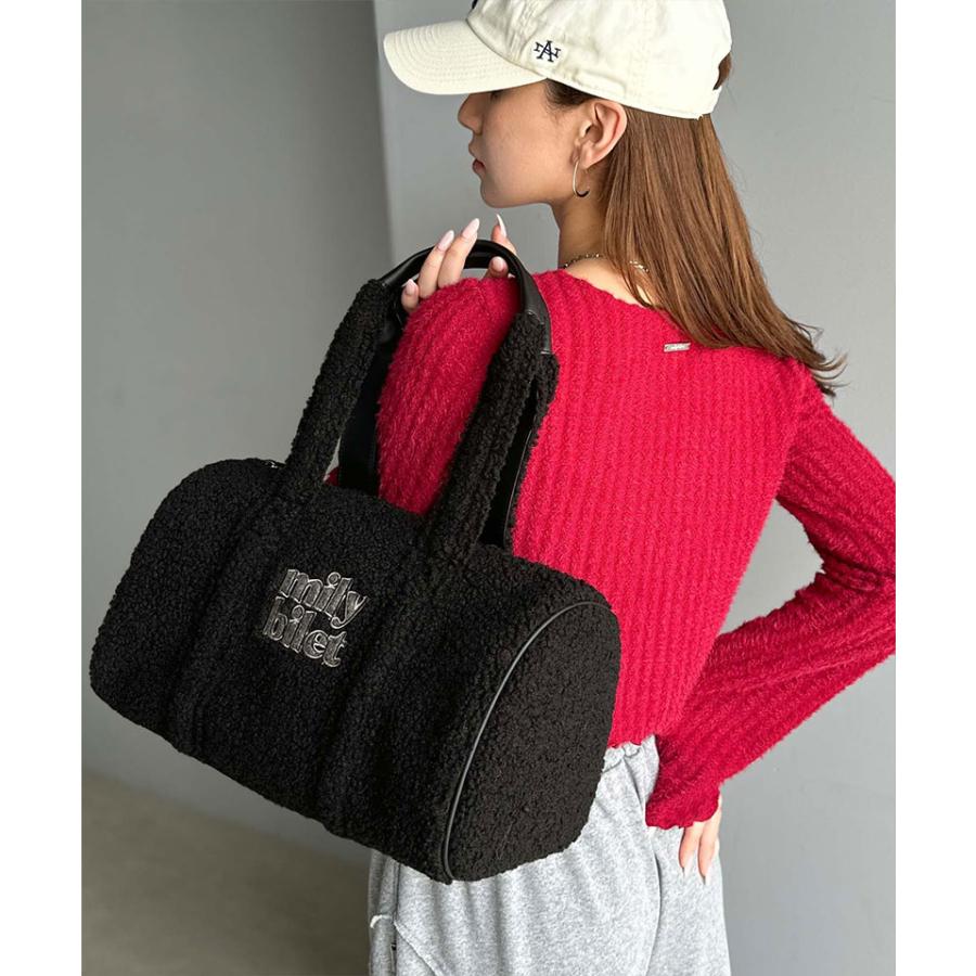 【mily bilet】バッグ ボストンバッグ レディース ふわもこ ロゴ 刺繍 ボアボストン 大きいサイズ 秋 冬 2025aw クラシカルエルフ | classicalelf | 05