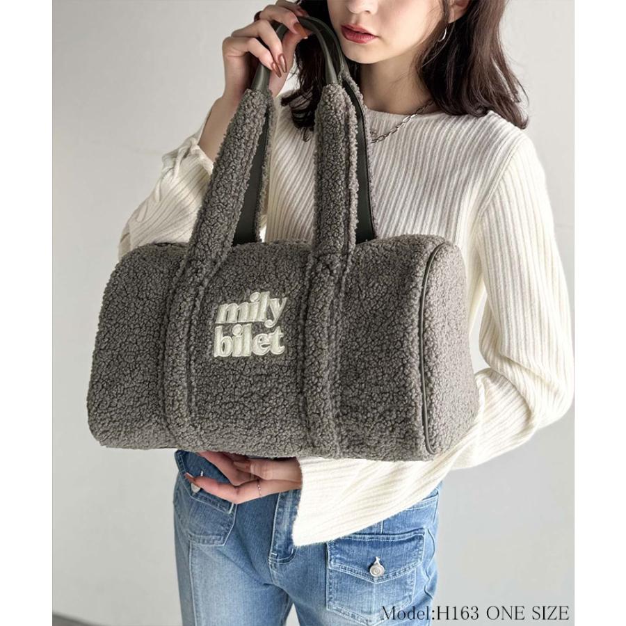 【mily bilet】バッグ ボストンバッグ レディース ふわもこ ロゴ 刺繍 ボアボストン 大きいサイズ 秋 冬 2025aw クラシカルエルフ | classicalelf | 06