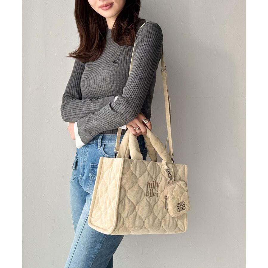 【mily bilet】バッグ ショルダーバッグ レディース ふわふわ もちもち 質感 スウェード ライク キルティング スクエア ショルダー 大きいサイズ | classicalelf | 14