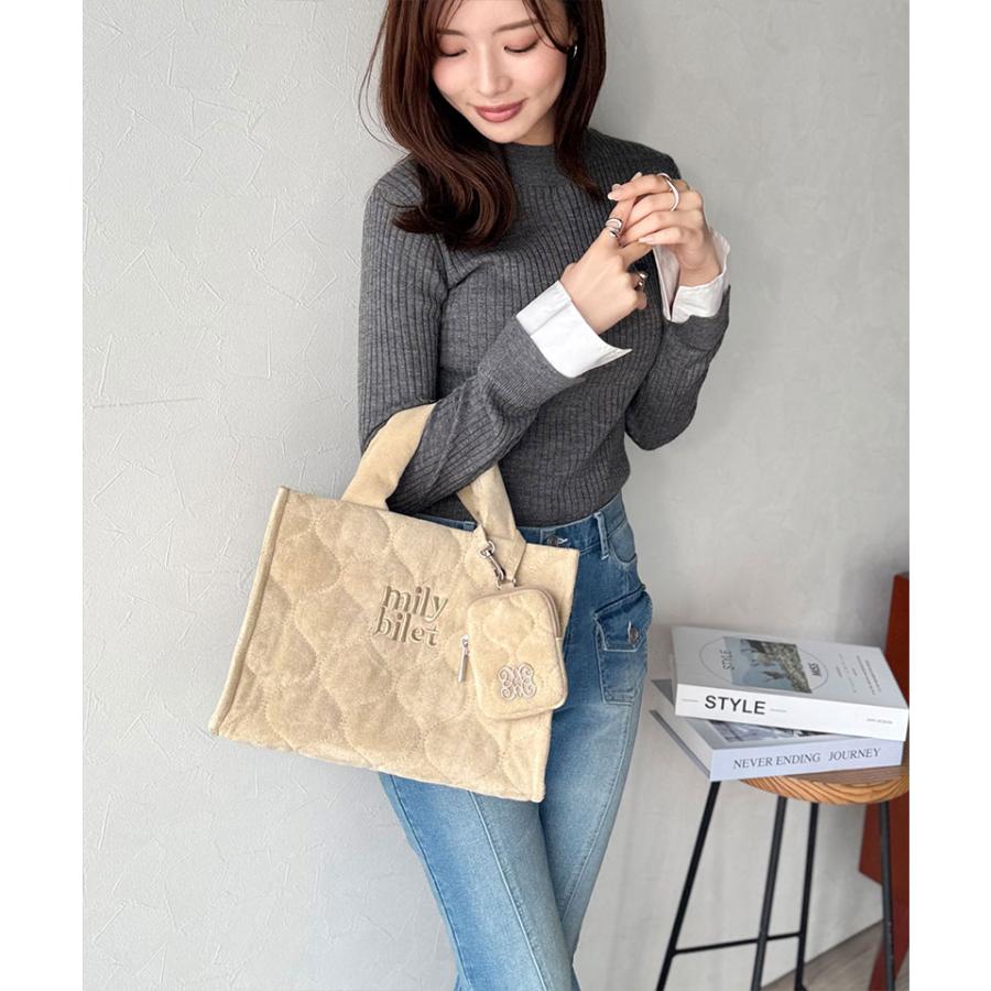 【mily bilet】バッグ ショルダーバッグ レディース ふわふわ もちもち 質感 スウェード ライク キルティング スクエア ショルダー 大きいサイズ | classicalelf | 15