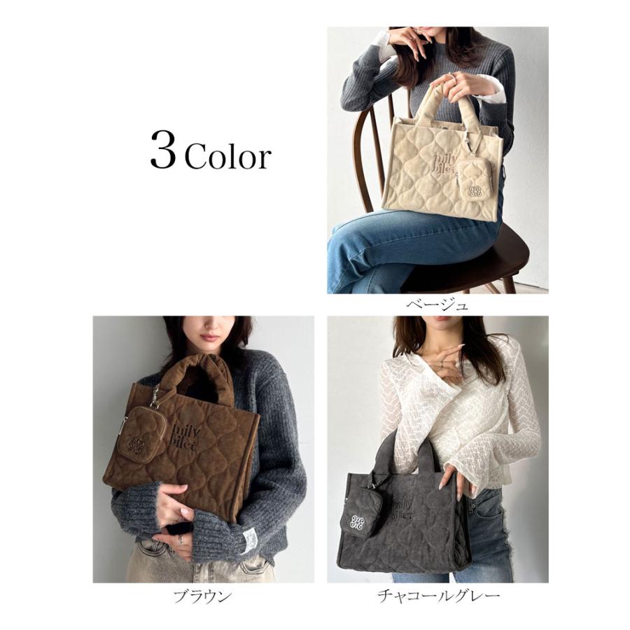 【mily bilet】バッグ ショルダーバッグ レディース ふわふわ もちもち 質感 スウェード ライク キルティング スクエア ショルダー 大きいサイズ | classicalelf | 01