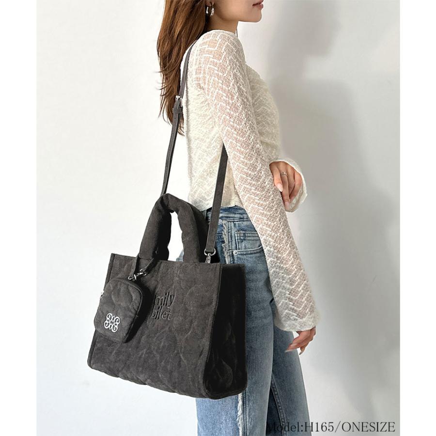 【mily bilet】バッグ ショルダーバッグ レディース ふわふわ もちもち 質感 スウェード ライク キルティング スクエア ショルダー 大きいサイズ | classicalelf | 02