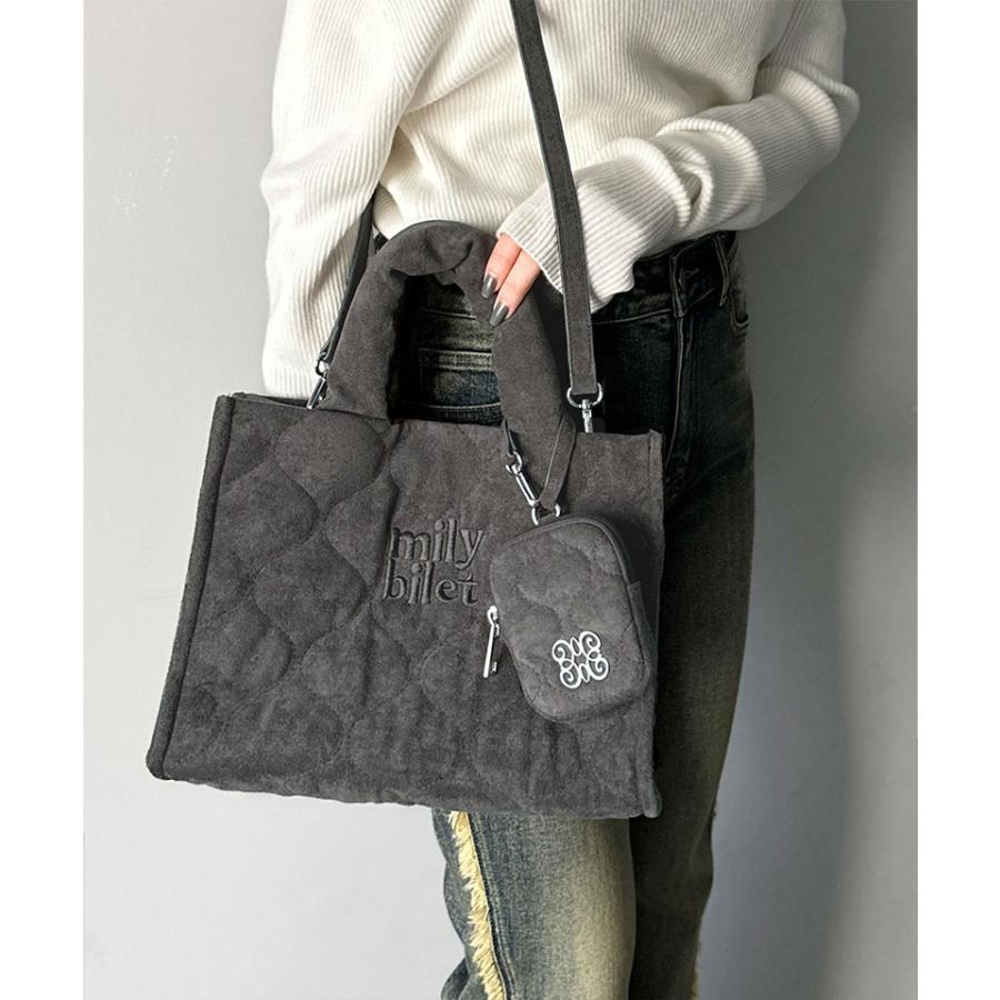 【mily bilet】バッグ ショルダーバッグ レディース ふわふわ もちもち 質感 スウェード ライク キルティング スクエア ショルダー 大きいサイズ | classicalelf | 05