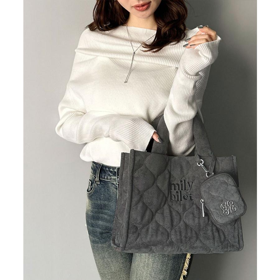 【mily bilet】バッグ ショルダーバッグ レディース ふわふわ もちもち 質感 スウェード ライク キルティング スクエア ショルダー 大きいサイズ | classicalelf | 06