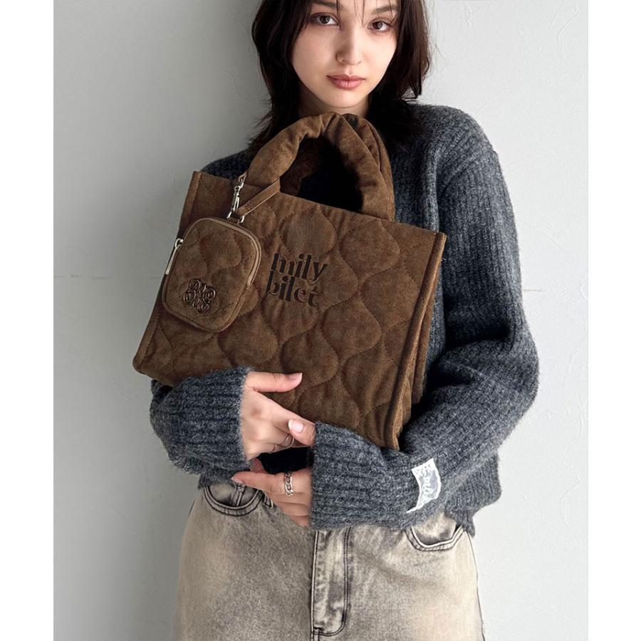【mily bilet】バッグ ショルダーバッグ レディース ふわふわ もちもち 質感 スウェード ライク キルティング スクエア ショルダー 大きいサイズ | classicalelf | 08