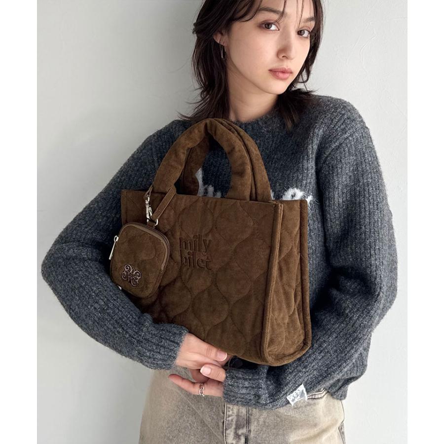 【mily bilet】バッグ ショルダーバッグ レディース ふわふわ もちもち 質感 スウェード ライク キルティング スクエア ショルダー 大きいサイズ | classicalelf | 09