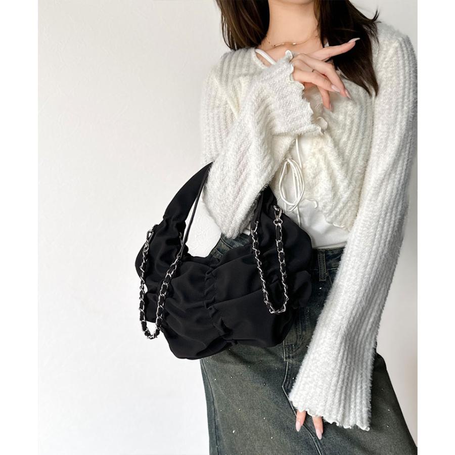 【mily bilet】バッグ ハンドバッグ レディース 2way スウェード 風 コイン チャーム 付き ギャザー チェーン ショルダー 取り外し 可能 大きいサイズ | classicalelf | 12