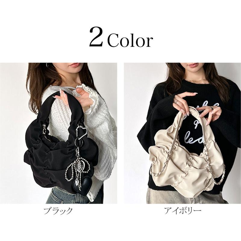 【mily bilet】バッグ ハンドバッグ レディース 2way スウェード 風 コイン チャーム 付き ギャザー チェーン ショルダー 取り外し 可能 大きいサイズ | classicalelf | 01