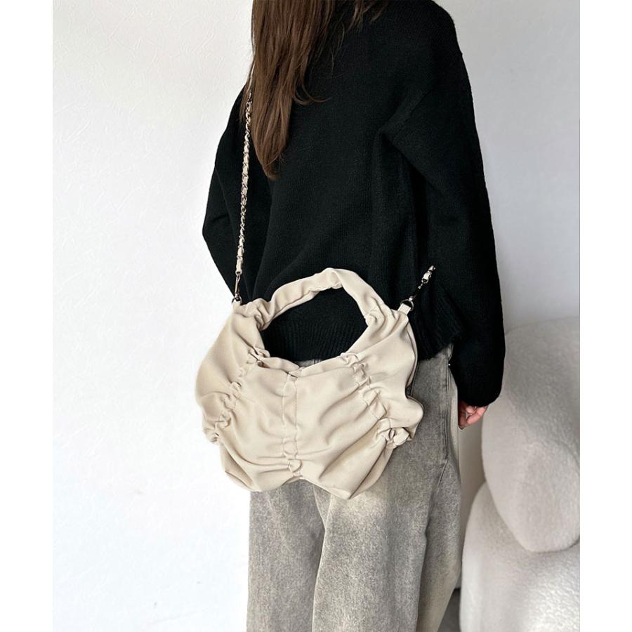 【mily bilet】バッグ ハンドバッグ レディース 2way スウェード 風 コイン チャーム 付き ギャザー チェーン ショルダー 取り外し 可能 大きいサイズ | classicalelf | 06