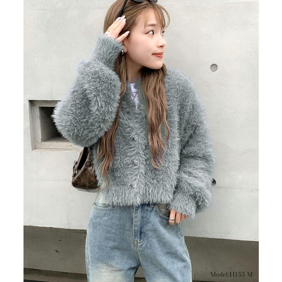 【mily bilet】 トップス カーディガン レディース ふんわり ボリューム 袖 クロップド丈 シャギー カーデ オーバーサイズ 羽織り レイヤード | classicalelf | 10