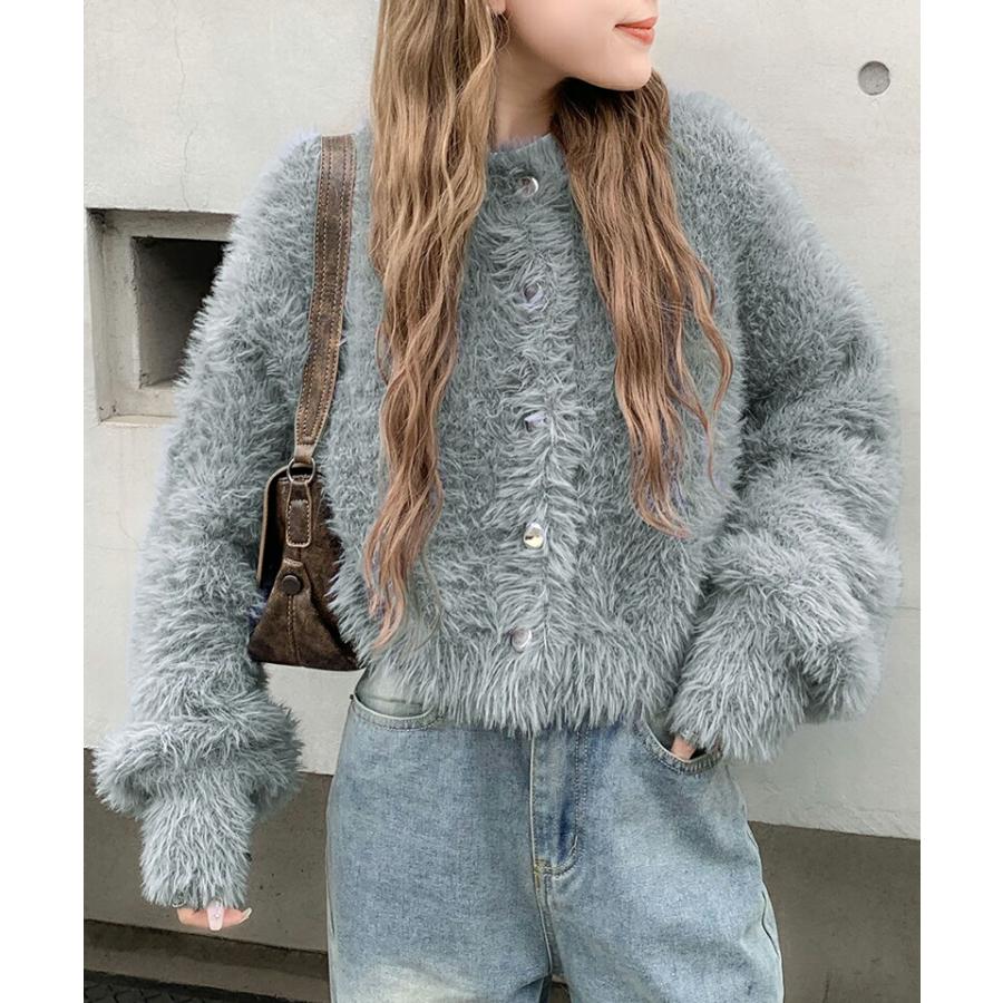 【mily bilet】 トップス カーディガン レディース ふんわり ボリューム 袖 クロップド丈 シャギー カーデ オーバーサイズ 羽織り レイヤード | classicalelf | 12