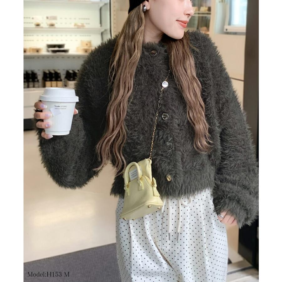 【mily bilet】 トップス カーディガン レディース ふんわり ボリューム 袖 クロップド丈 シャギー カーデ オーバーサイズ 羽織り レイヤード | classicalelf | 13