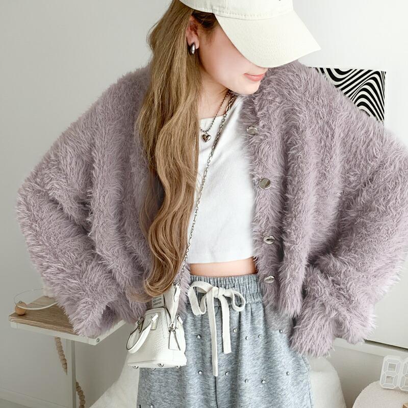 【mily bilet】 トップス カーディガン レディース ふんわり ボリューム 袖 クロップド丈 シャギー カーデ オーバーサイズ 羽織り レイヤード | classicalelf | 18