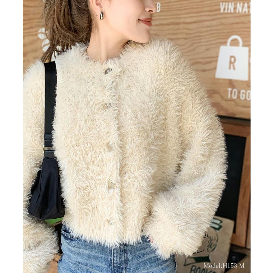 【mily bilet】 トップス カーディガン レディース ふんわり ボリューム 袖 クロップド丈 シャギー カーデ オーバーサイズ 羽織り レイヤード | classicalelf | 03