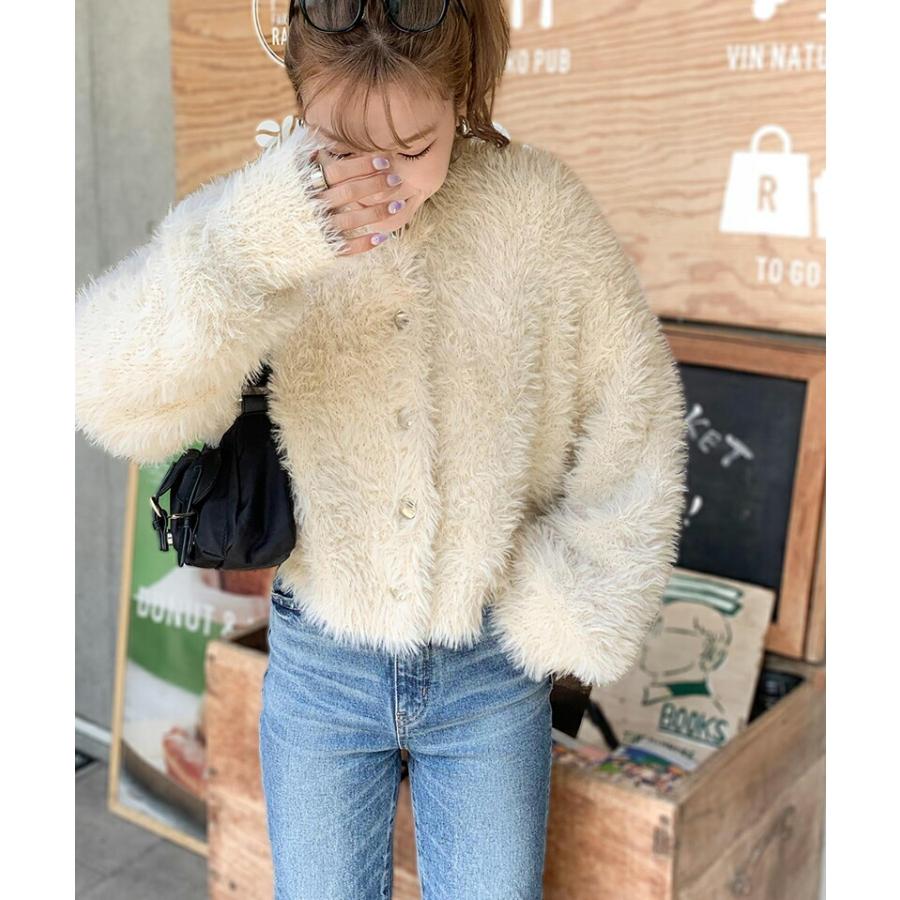 【mily bilet】 トップス カーディガン レディース ふんわり ボリューム 袖 クロップド丈 シャギー カーデ オーバーサイズ 羽織り レイヤード | classicalelf | 06