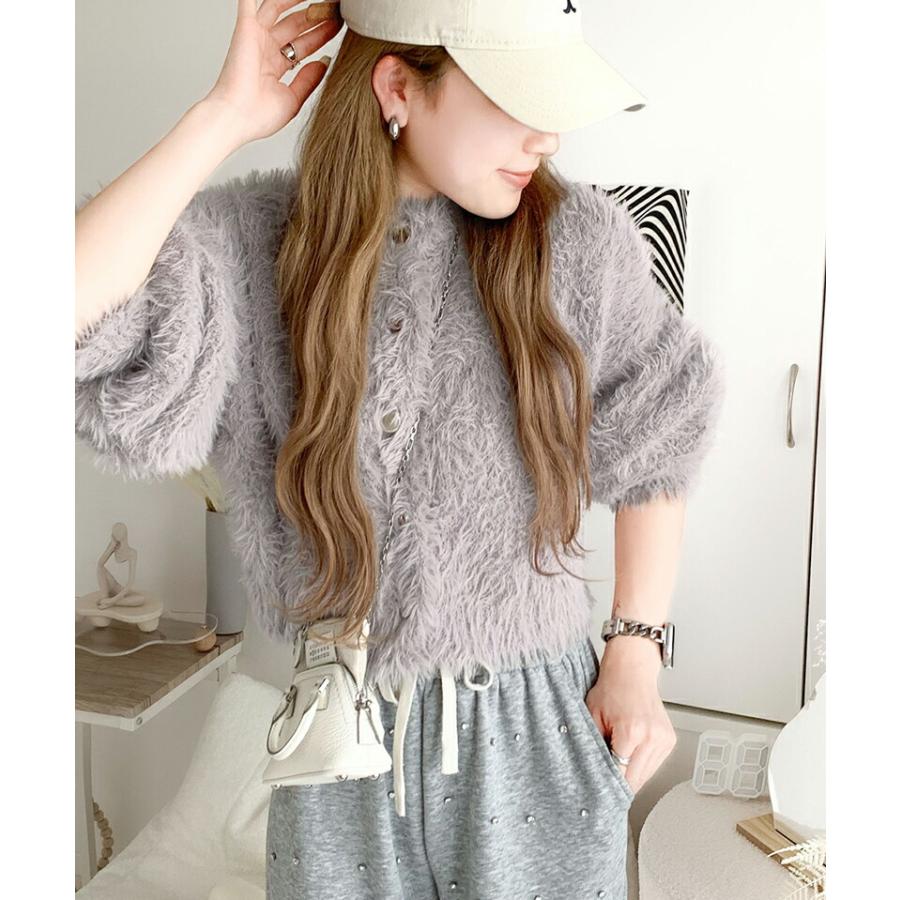 【mily bilet】 トップス カーディガン レディース ふんわり ボリューム 袖 クロップド丈 シャギー カーデ オーバーサイズ 羽織り レイヤード | classicalelf | 09