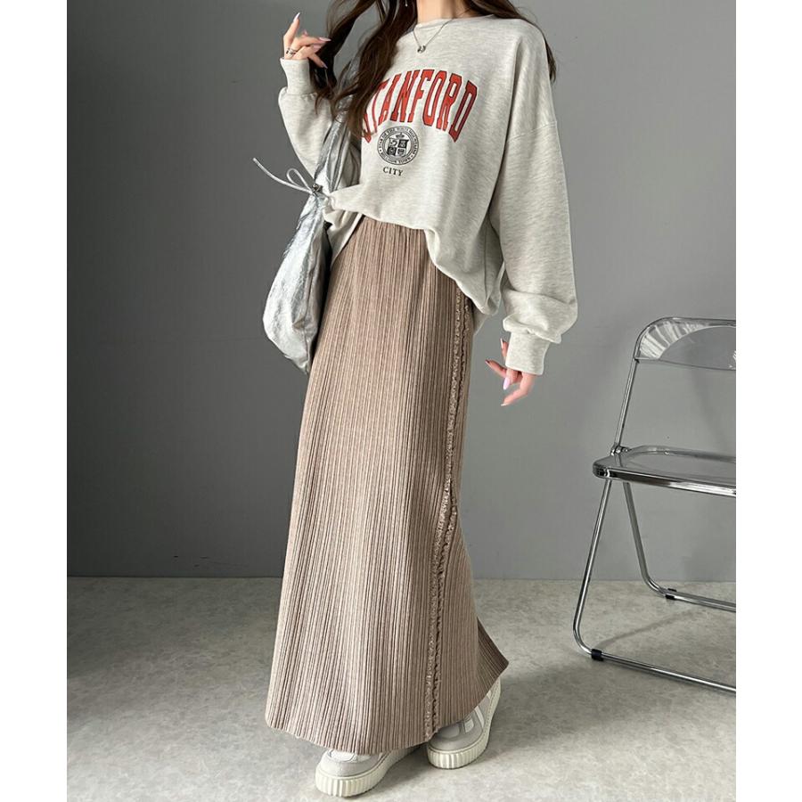 【mily bilet】 ボトムス スカート レディース サイド フリンジ メランジニット SK ウエスト ゴム らくちん 仕様 バッグ スリット 高見え | classicalelf | 12