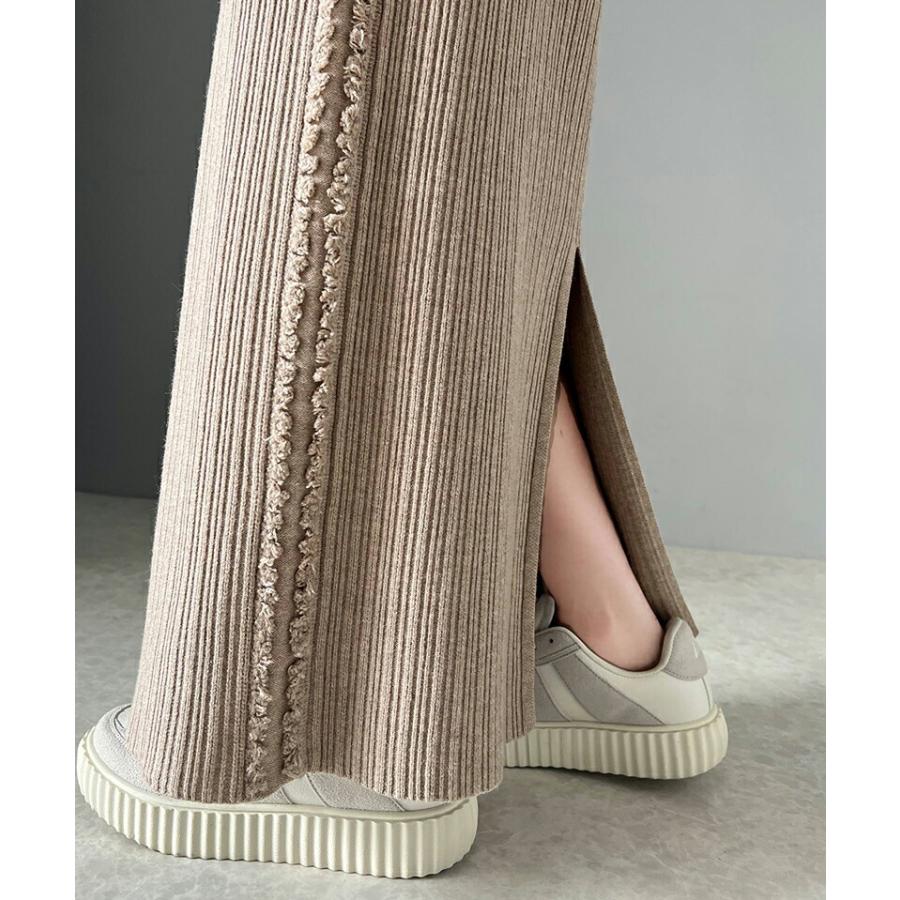 【mily bilet】 ボトムス スカート レディース サイド フリンジ メランジニット SK ウエスト ゴム らくちん 仕様 バッグ スリット 高見え | classicalelf | 14