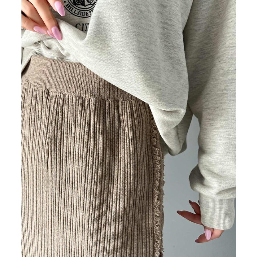 【mily bilet】 ボトムス スカート レディース サイド フリンジ メランジニット SK ウエスト ゴム らくちん 仕様 バッグ スリット 高見え | classicalelf | 15